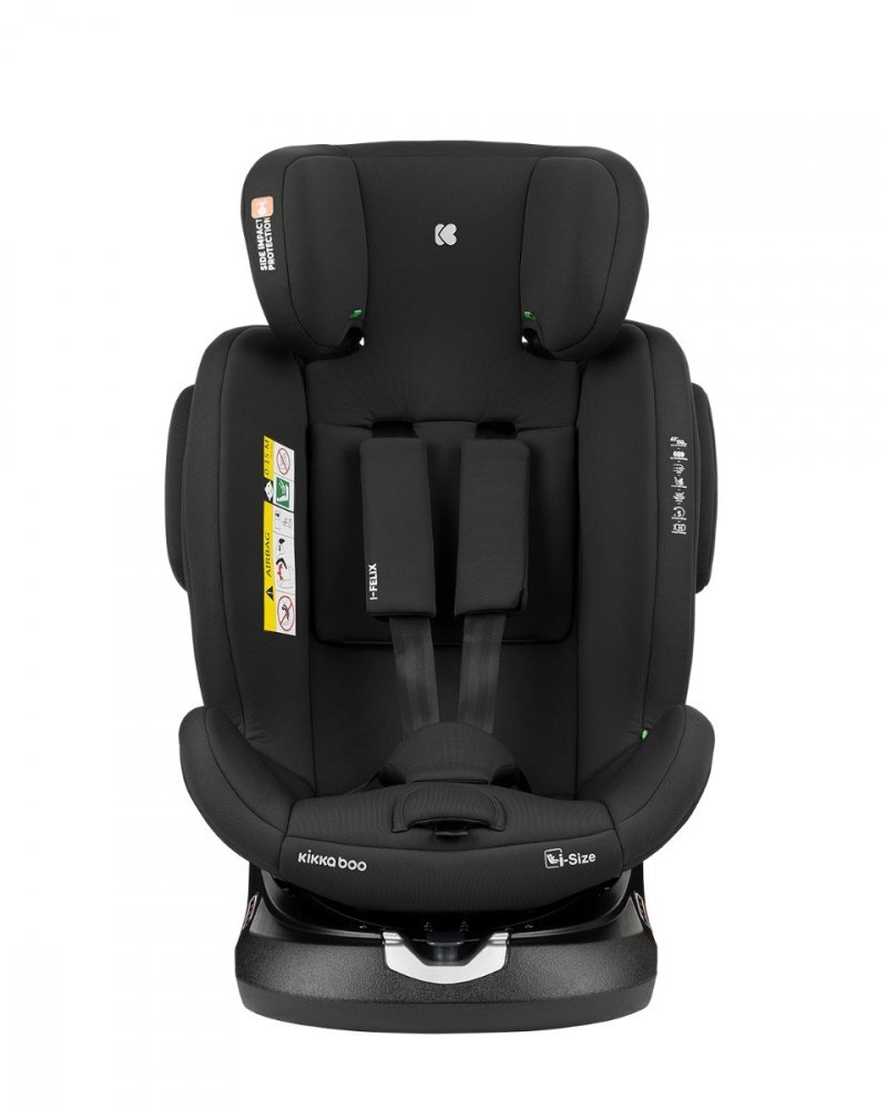 KikkaBoo Scaun auto pentru copii cu ISOFIX I-Felix Blackcertificat I-Size 40-150cmR129SPS-protectie impact lateral tetiera reglabila 11 pozitiisezut rotativ5 pozitii inclinare spatarcentura top tetherreductor