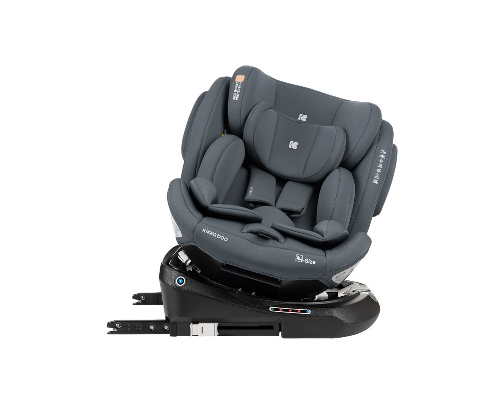 KikkaBoo Scaun auto pentru copii cu ISOFIX I-Felix DarkGreycertificat I-Size 40-150cmR129SPS-protectie impact lateral tetiera reglabila 11 pozitiisezut rotativ5 pozitii inclinare spatarcentura top tetherreductor