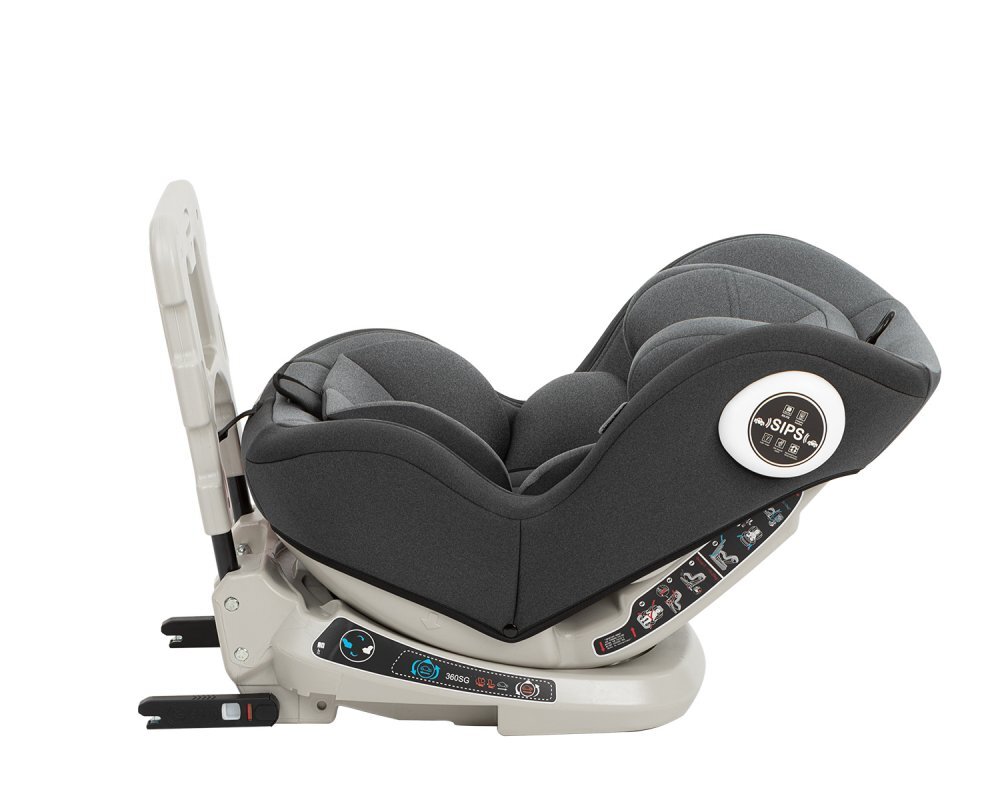 KikkaBoo Scaun auto rotativ cu isofix 0-25 kg Twister Gri
