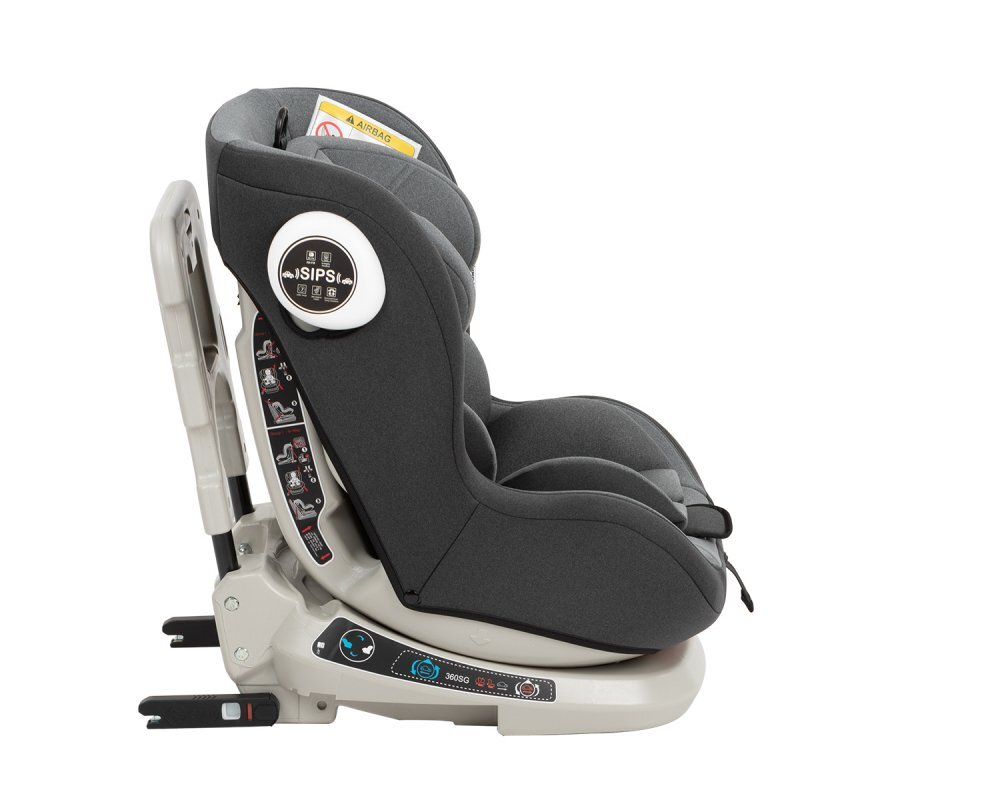KikkaBoo Scaun auto rotativ cu isofix 0-25 kg Twister Gri