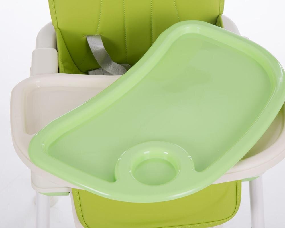 KikkaBoo Scaun de masa 3in1 Creamy Green transformabil in inaltatorcadru metalicsuport picioare husa lavabilatavita dubla reglabilacentura de siguranta