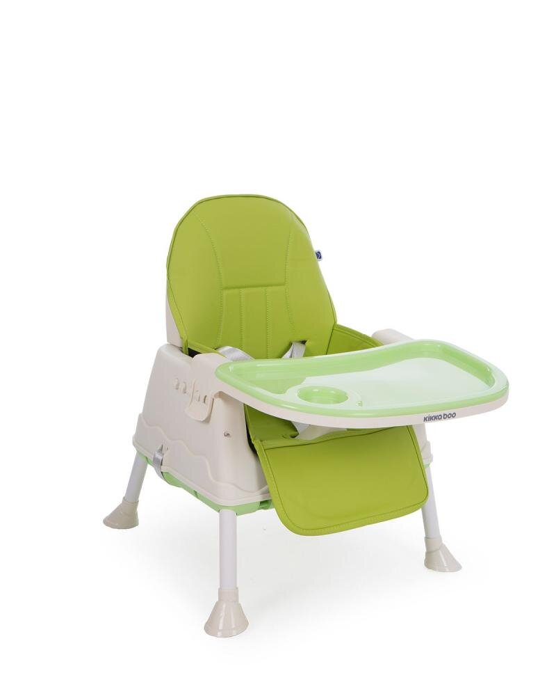 KikkaBoo Scaun de masa 3in1 Creamy Green transformabil in inaltatorcadru metalicsuport picioare husa lavabilatavita dubla reglabilacentura de siguranta