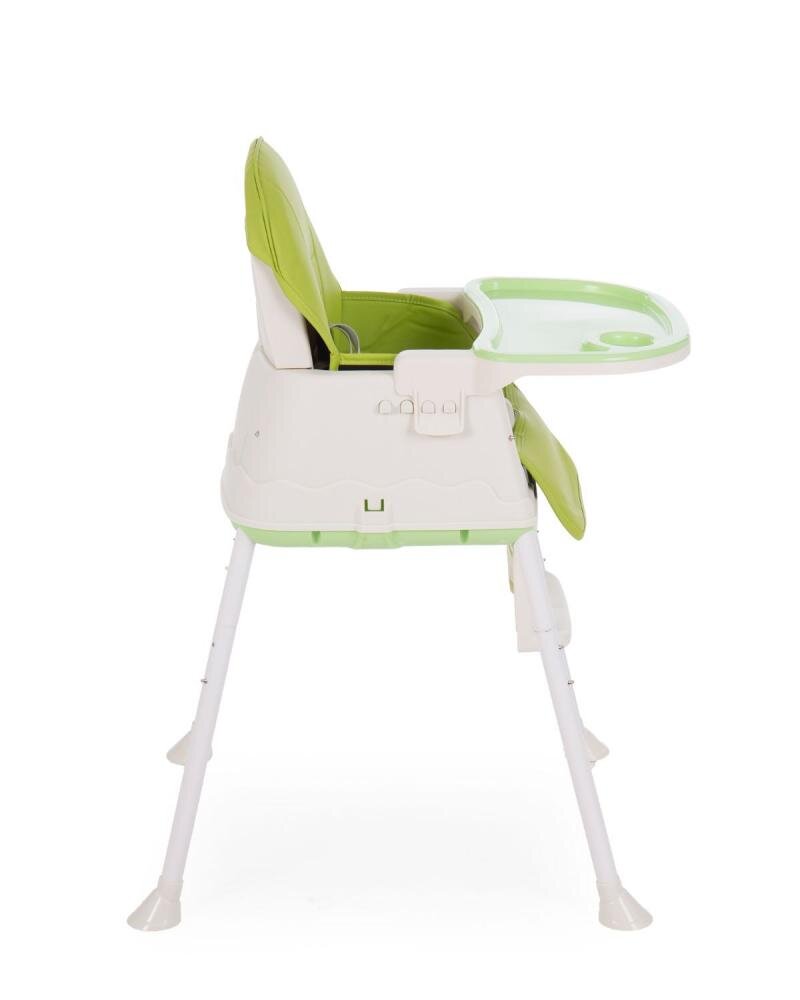 KikkaBoo Scaun de masa 3in1 Creamy Green transformabil in inaltatorcadru metalicsuport picioare husa lavabilatavita dubla reglabilacentura de siguranta