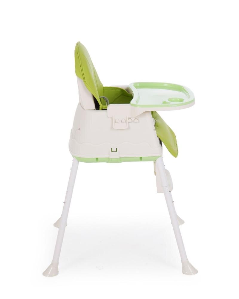 KikkaBoo Scaun de masa 3in1 Creamy Green transformabil in inaltatorcadru metalicsuport picioare husa lavabilatavita dubla reglabilacentura de siguranta