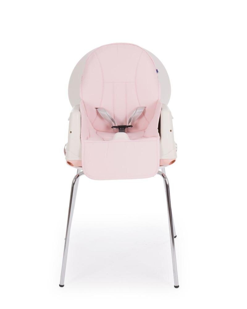 KikkaBoo Scaun de masa 3in1 Creamy Pink transformabil in inaltatorcadru metalicsuport picioare husa lavabilatavita dubla reglabilacentura de siguranta
