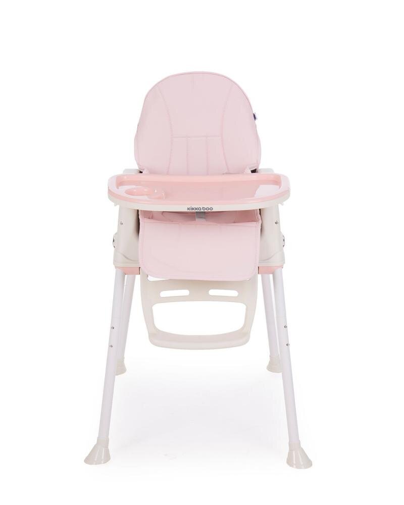 KikkaBoo Scaun de masa 3in1 Creamy Pink transformabil in inaltatorcadru metalicsuport picioare husa lavabilatavita dubla reglabilacentura de siguranta
