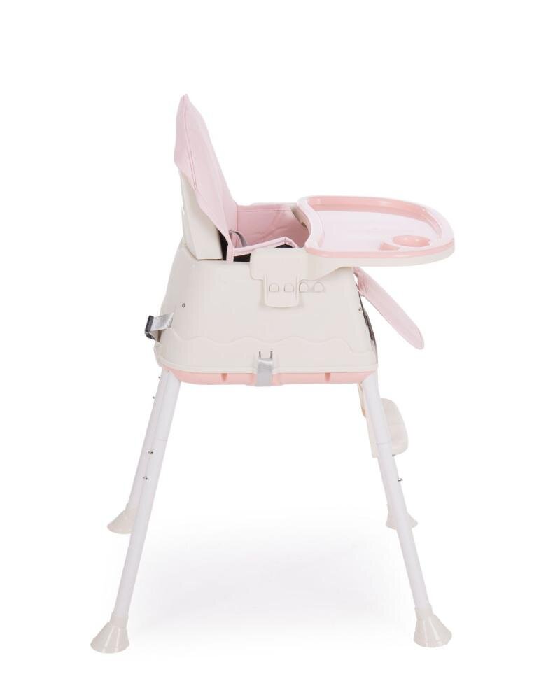 KikkaBoo Scaun de masa 3in1 Creamy Pink transformabil in inaltatorcadru metalicsuport picioare husa lavabilatavita dubla reglabilacentura de siguranta