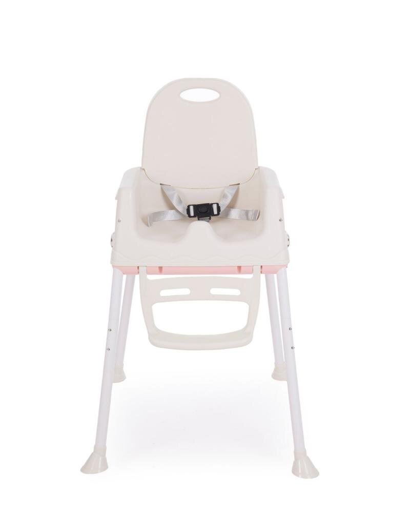 KikkaBoo Scaun de masa 3in1 Creamy Pink transformabil in inaltatorcadru metalicsuport picioare husa lavabilatavita dubla reglabilacentura de siguranta