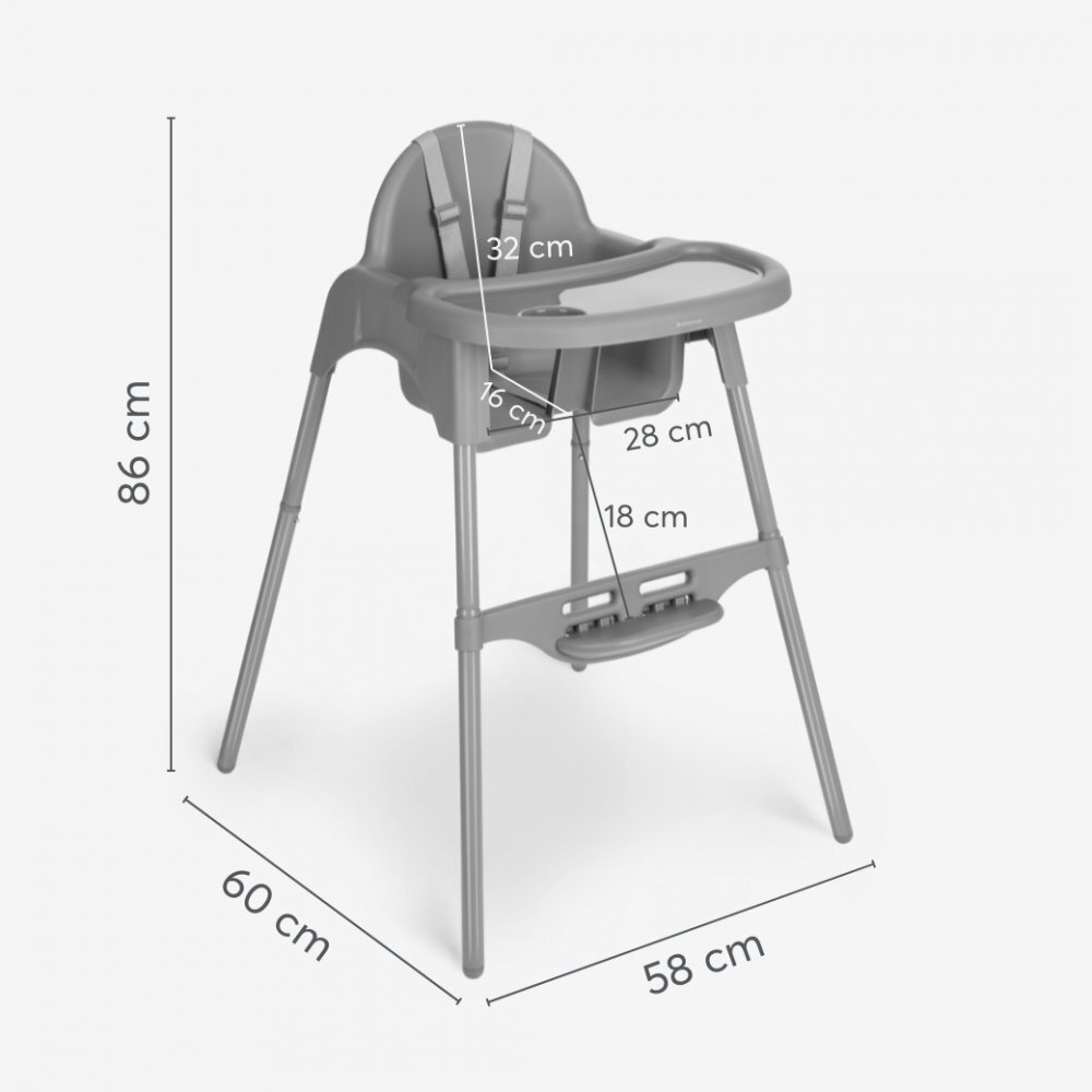 KikkaBoo Scaun de masa pentru copii Jammy White 2in1centura de sigurantamasuta detasabilasuport picioarebaza antiderapantausor de curatatgreutate admisa 15kg