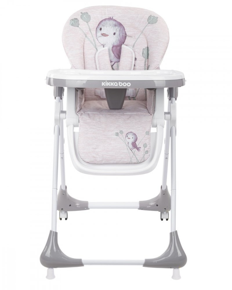 KikkaBoo Scaun de masa pentru copii Sweet Nature Beige Bird cu inaltime reglabila pliabil spatar reglabil rotihusa impermeabila detasabila suport picioare reglabil tavita dublacenturi de sigurantasistem siguranta antialunecare