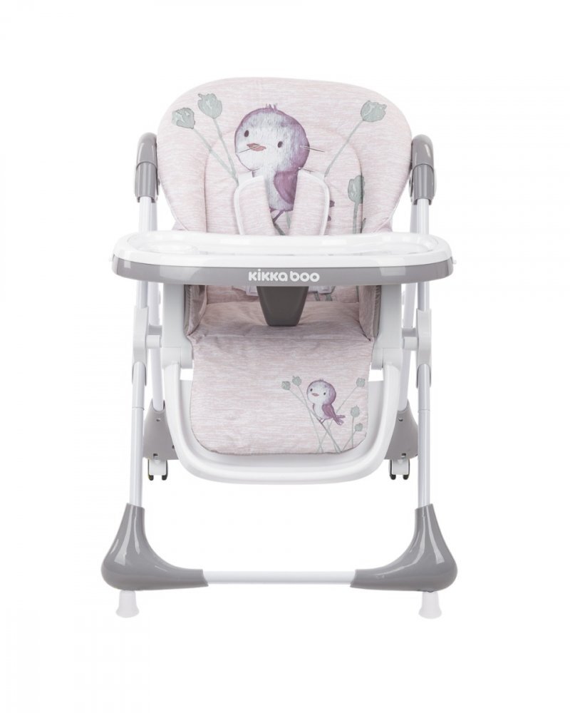KikkaBoo Scaun de masa pentru copii Sweet Nature Beige Bird cu inaltime reglabila pliabil spatar reglabil rotihusa impermeabila detasabila suport picioare reglabil tavita dublacenturi de sigurantasistem siguranta antialunecare