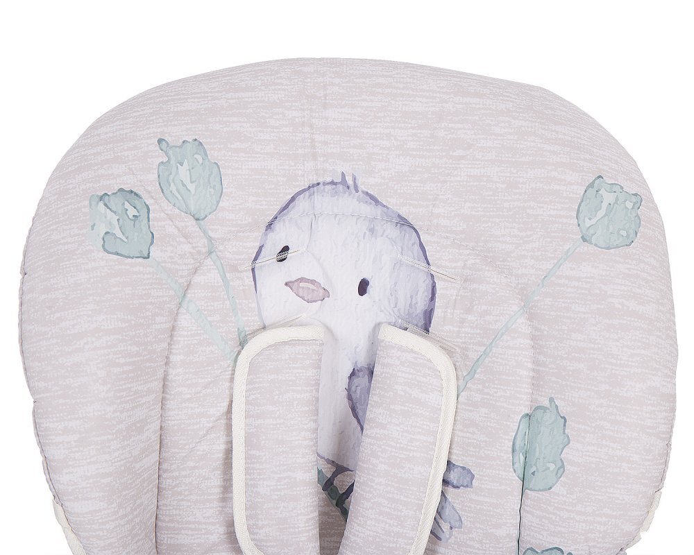 KikkaBoo Scaun de masa pentru copii Sweet Nature Beige Bird cu inaltime reglabila pliabil spatar reglabil rotihusa impermeabila detasabila suport picioare reglabil tavita dublacenturi de sigurantasistem siguranta antialunecare