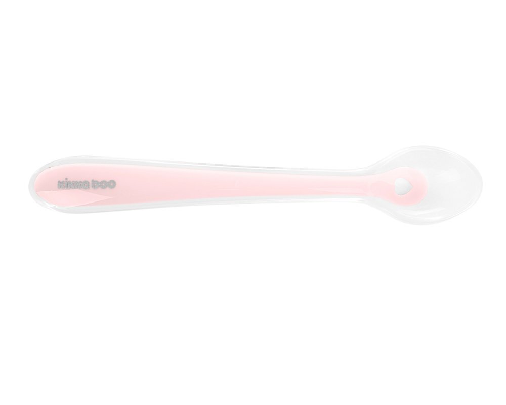 KikkaBoo Set 2 lingurite din silicon pentru copii Pink in cutiuta depozitareRecomandata de la 4 luniFara BPATextura extrem de moale