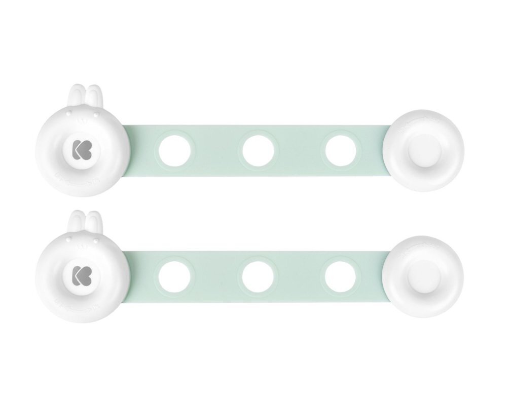 KikkaBoo Set 2 sigurante multifunctionale Bunny Mintlungime reglabilautilizare usi de dulap sertare frigidere cabine dus capace WC