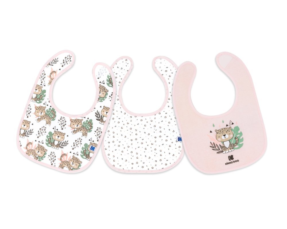 KikkaBoo Set 3 bavete cu inchidere cu velcro Savanna Pink