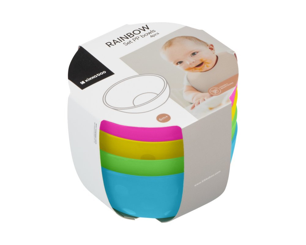 KikkaBoo Set 4 boluri pentru copii Rainbow fara BPA capacitate 300 ml