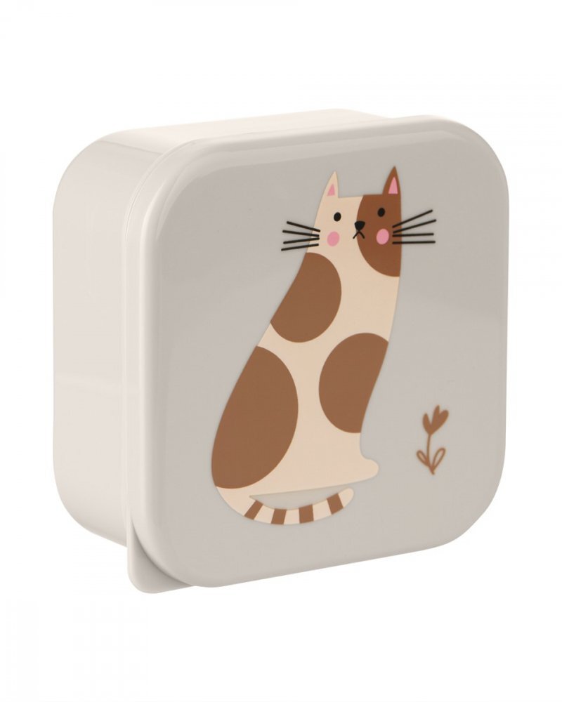 KikkaBoo Set 4 cutii pentru pranz Kitty Cat Grey