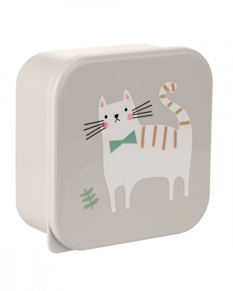 KikkaBoo Set 4 cutii pentru pranz Kitty Cat Grey