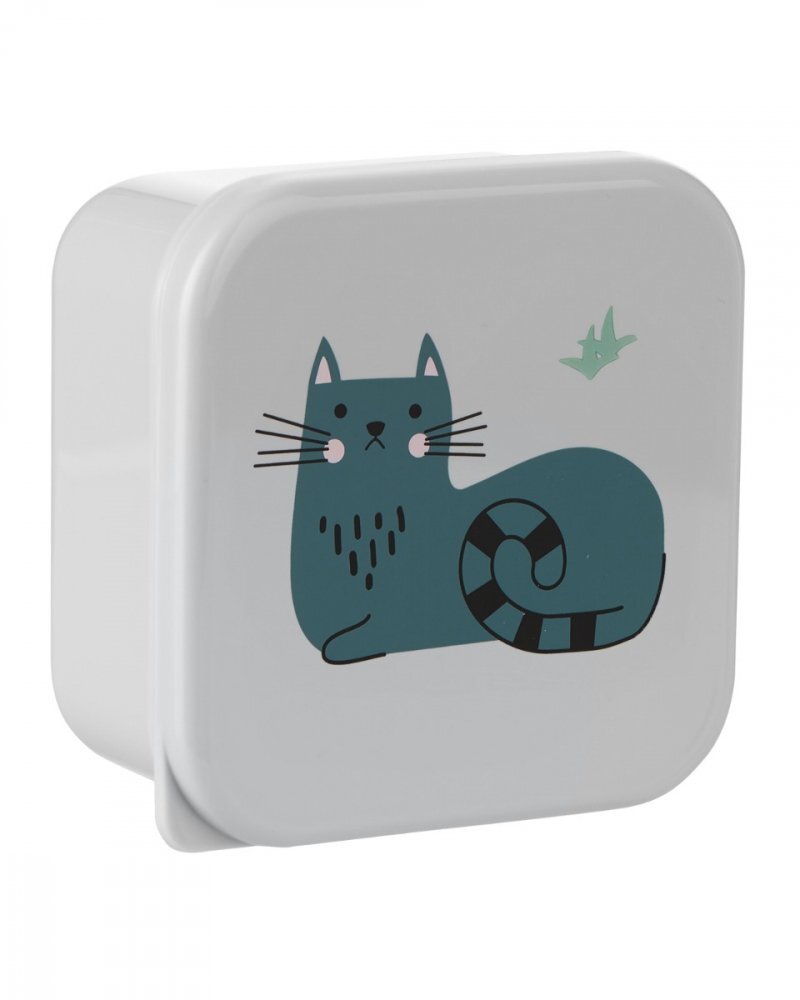 KikkaBoo Set 4 cutii pentru pranz Kitty Cat Grey