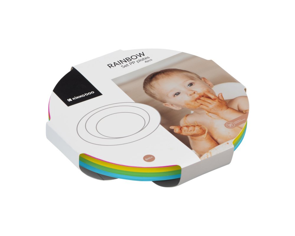 KikkaBoo Set 4 farfurii pentru copii Rainbow fara BPA capacitate 400 ml