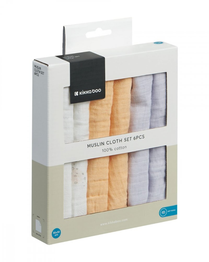 KikkaBoo Set 6 mini prosopele Seally Me 30x30 cm din muselinatesatura naturala respirabila din bumbacutilizare multiplaimprimeu vesel