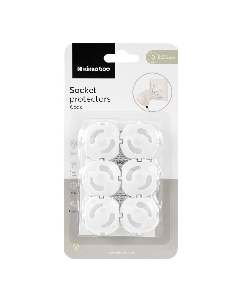 KikkaBoo Set 6 protectii priza pentru bebelusi si copii Alb compatibile cu prize standard