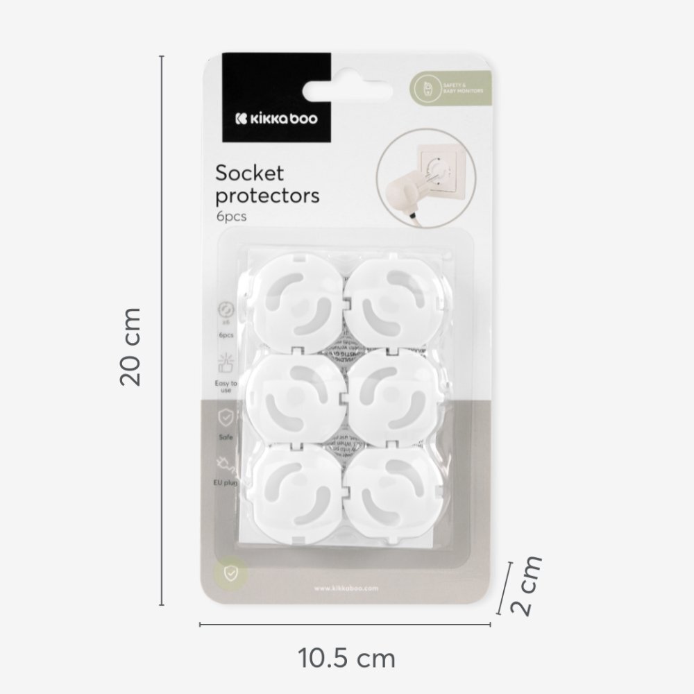 KikkaBoo Set 6 protectii priza pentru bebelusi si copii Alb compatibile cu prize standard
