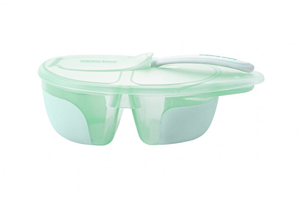 KikkaBoo Set Castron cu 2 compartimente si lingurita Tasty Mint