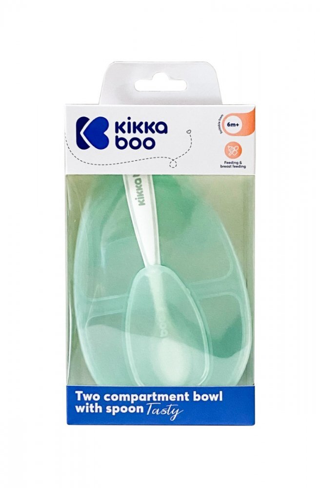 KikkaBoo Set Castron cu 2 compartimente si lingurita Tasty Mint