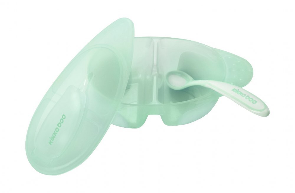 KikkaBoo Set Castron cu 2 compartimente si lingurita Tasty Mint