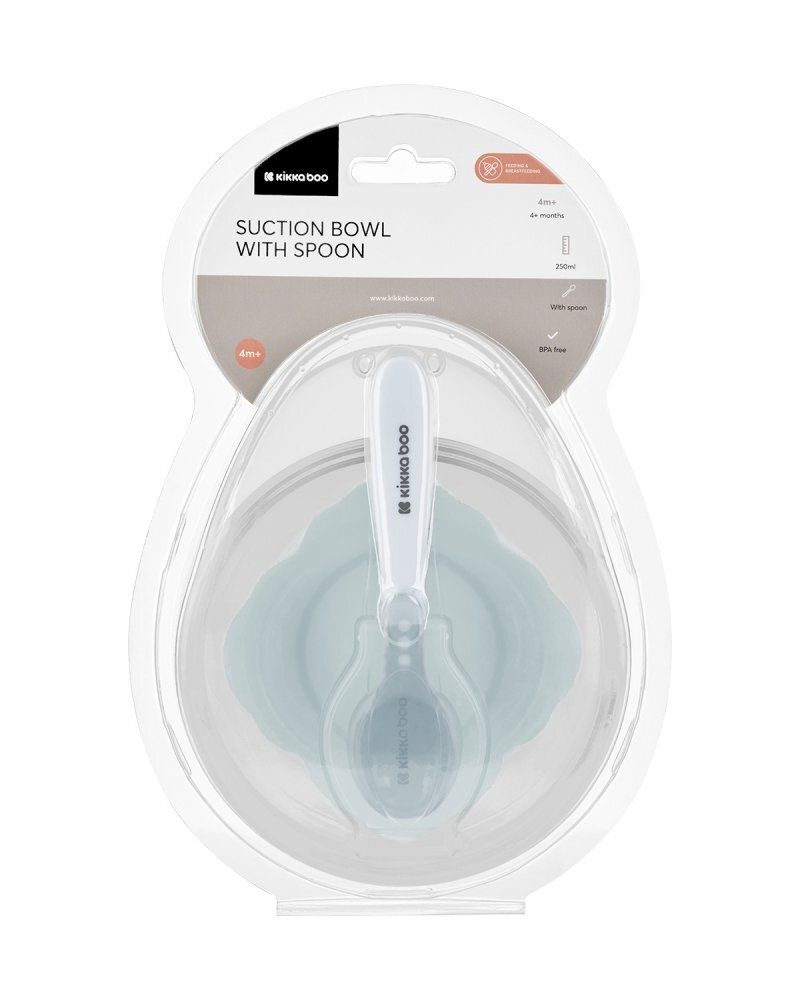 KikkaBoo Set castron cu ventuza si lingurita Bluecapacitate 250mlfara bpacompartiment pentru lingurita