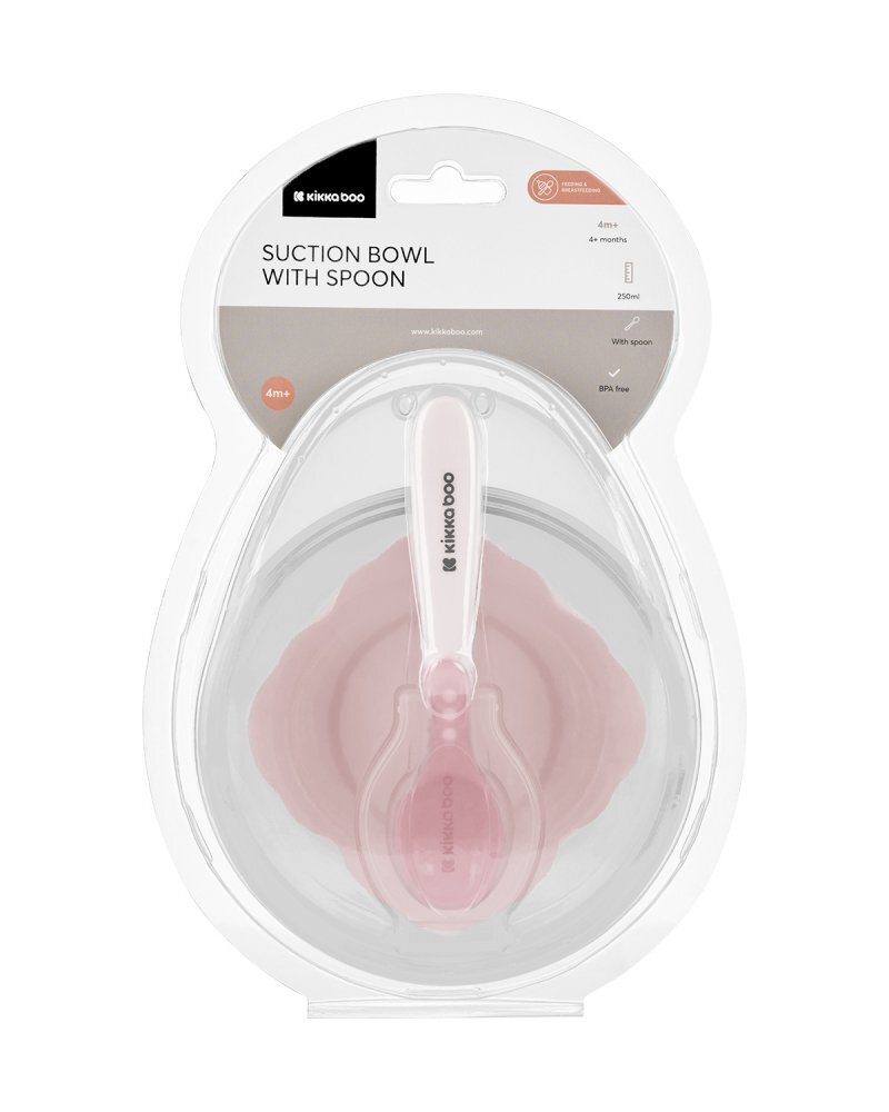 KikkaBoo Set castron cu ventuza si lingurita Pinkcapacitate 250mlfara bpacompartiment pentru lingurita