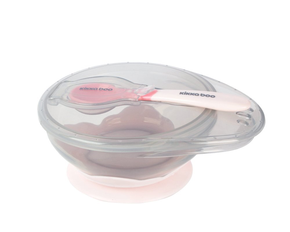 KikkaBoo Set castron cu ventuza si lingurita Pinkcapacitate 250mlfara bpacompartiment pentru lingurita