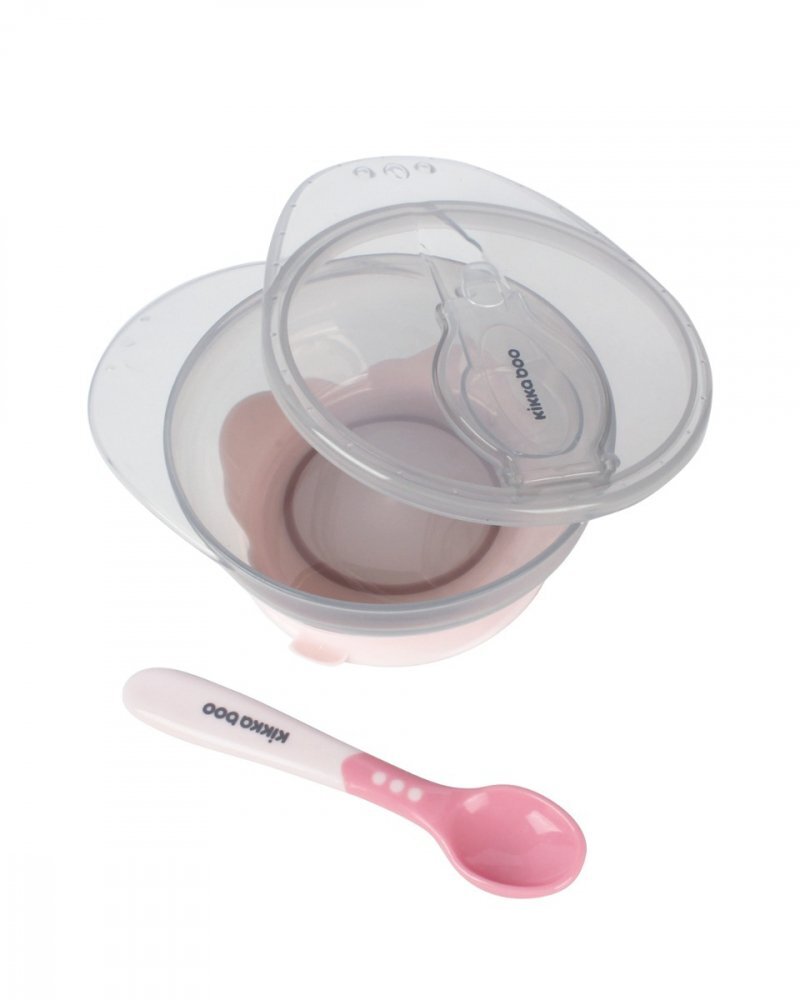 KikkaBoo Set castron cu ventuza si lingurita Pinkcapacitate 250mlfara bpacompartiment pentru lingurita