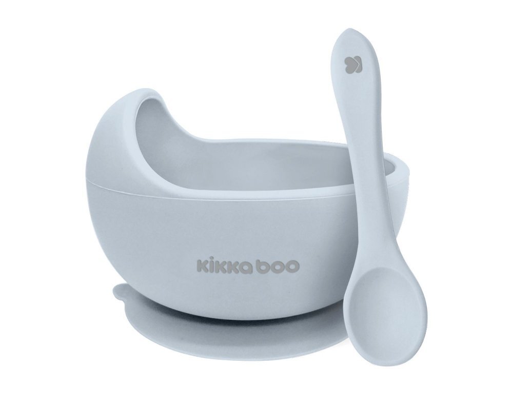 KikkaBoo Set castron si lingurita din silicon Yummy Blue