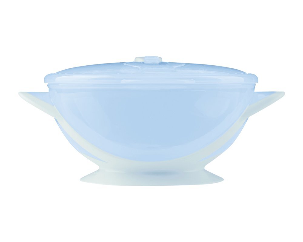 KikkaBoo Set castronel cu ventuza capac si lingurita Feedy Blue