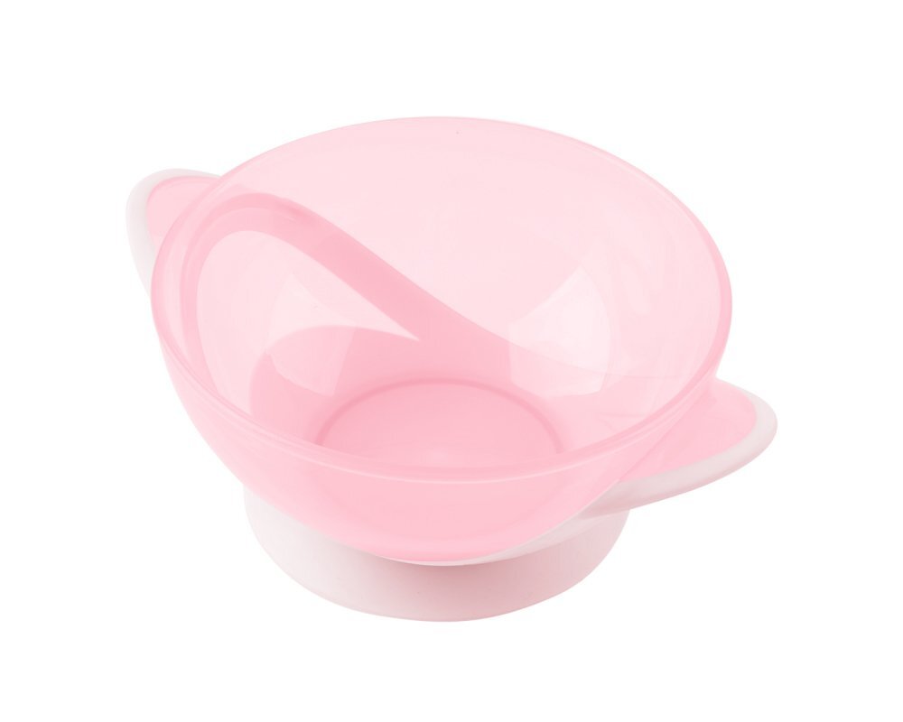 KikkaBoo Set castronel cu ventuza capac si lingurita Feedy Pink