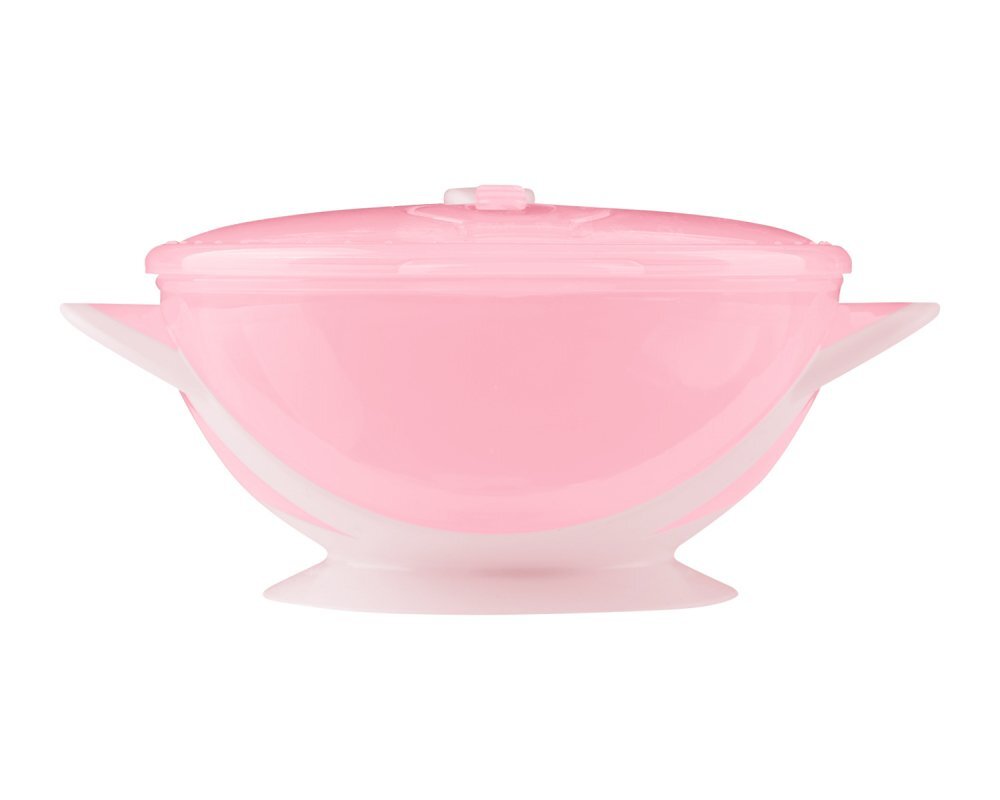 KikkaBoo Set castronel cu ventuza capac si lingurita Feedy Pink