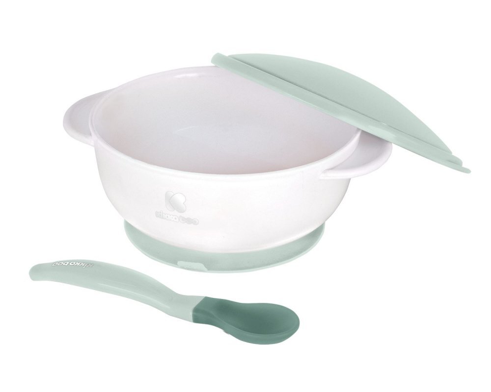 KikkaBoo Set castronel cu ventuza si lingurita cu senzor de temperatura Mintrecomandat pentru copii peste 4 lunicapacitate 250mlfara bpa