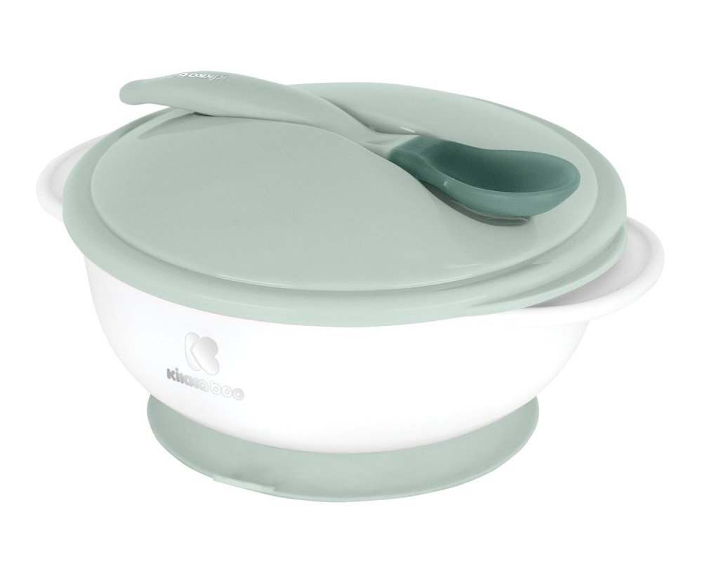 KikkaBoo Set castronel cu ventuza si lingurita cu senzor de temperatura Mintrecomandat pentru copii peste 4 lunicapacitate 250mlfara bpa