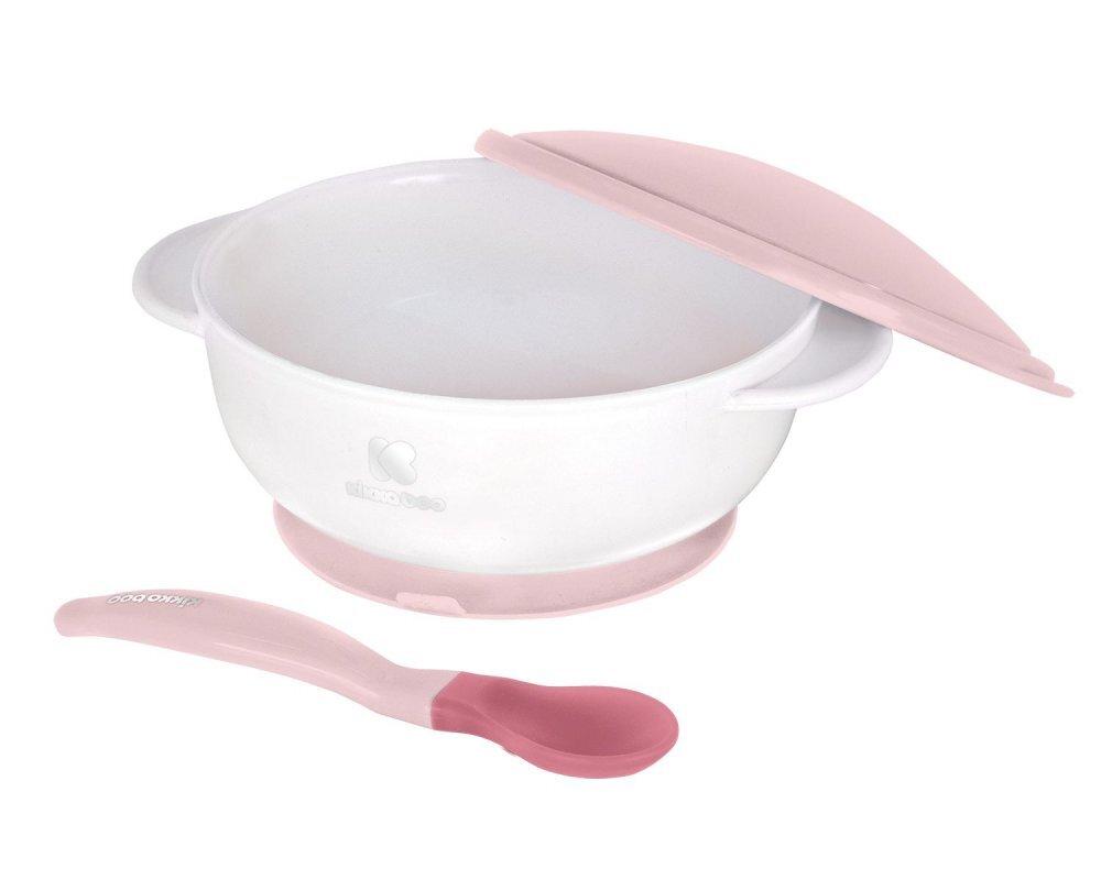 KikkaBoo Set castronel cu ventuza si lingurita cu senzor de temperatura Pinkrecomandat pentru copii peste 4 lunicapacitate 250mlfara bpa