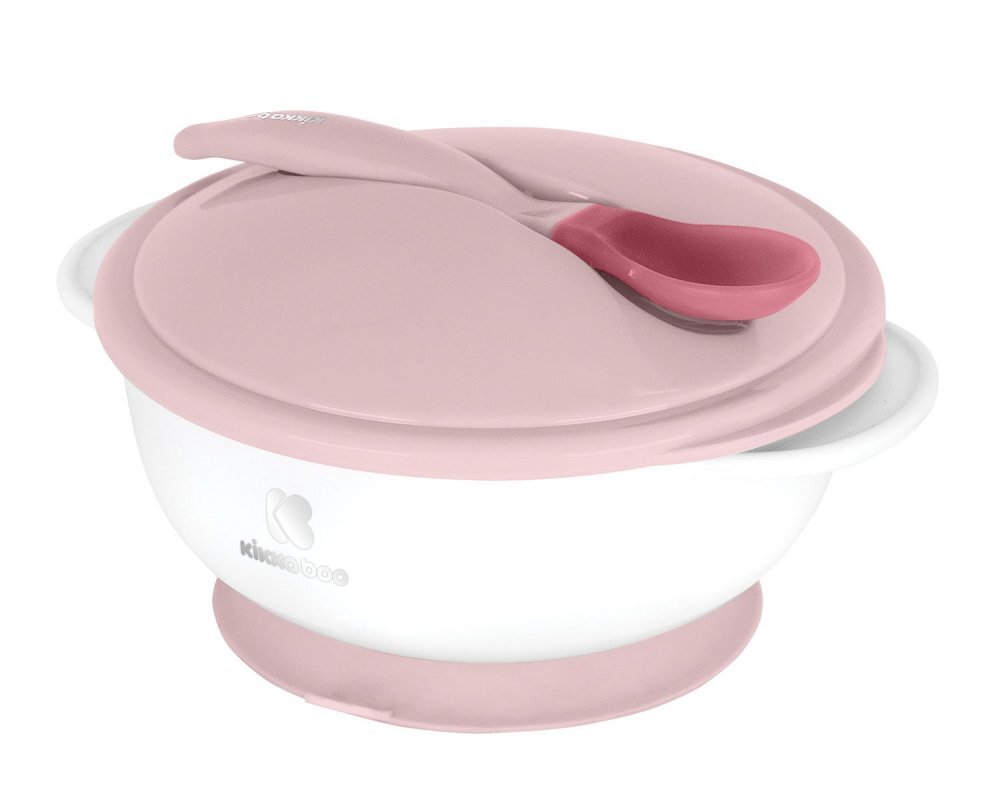 KikkaBoo Set castronel cu ventuza si lingurita cu senzor de temperatura Pinkrecomandat pentru copii peste 4 lunicapacitate 250mlfara bpa