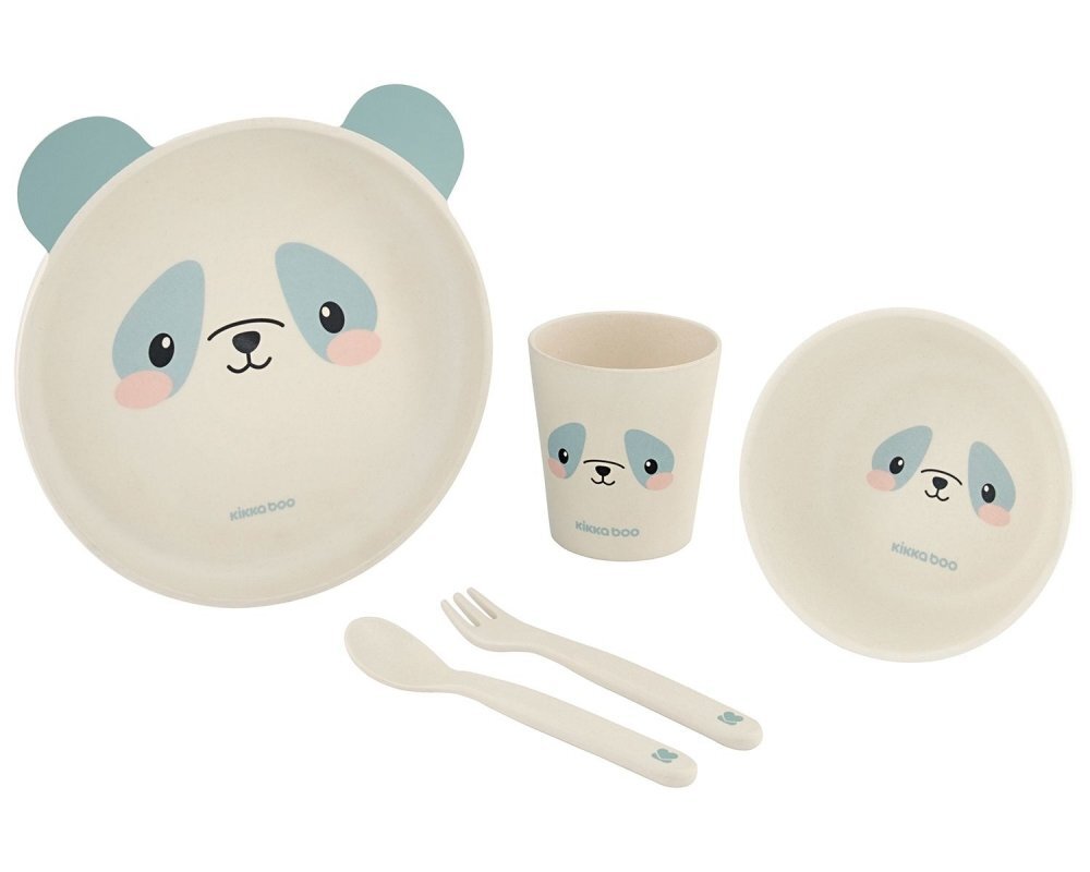 KikkaBoo Set de masa cu 5 piese Bamboo Panda Blue