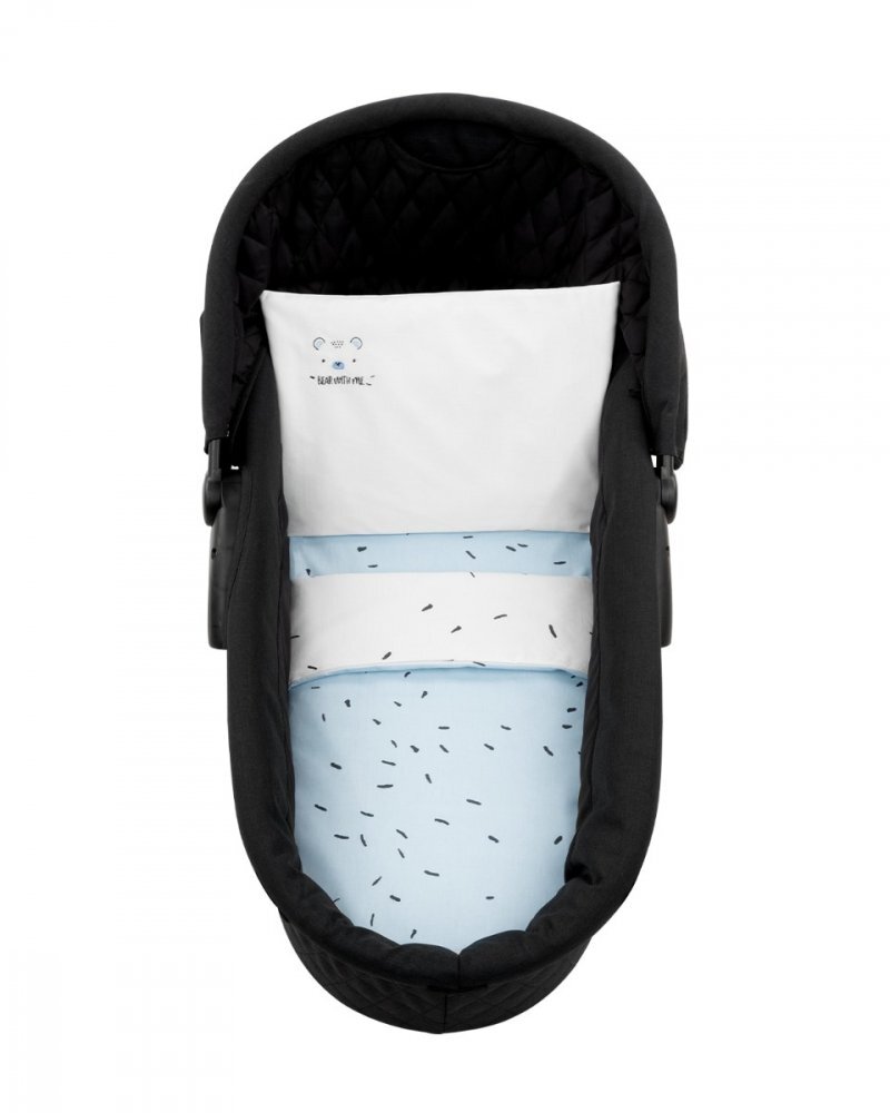 KikkaBoo Set lenjerie cu 6 piese pentru landou sau patut co-sleeper Bear with me Blue