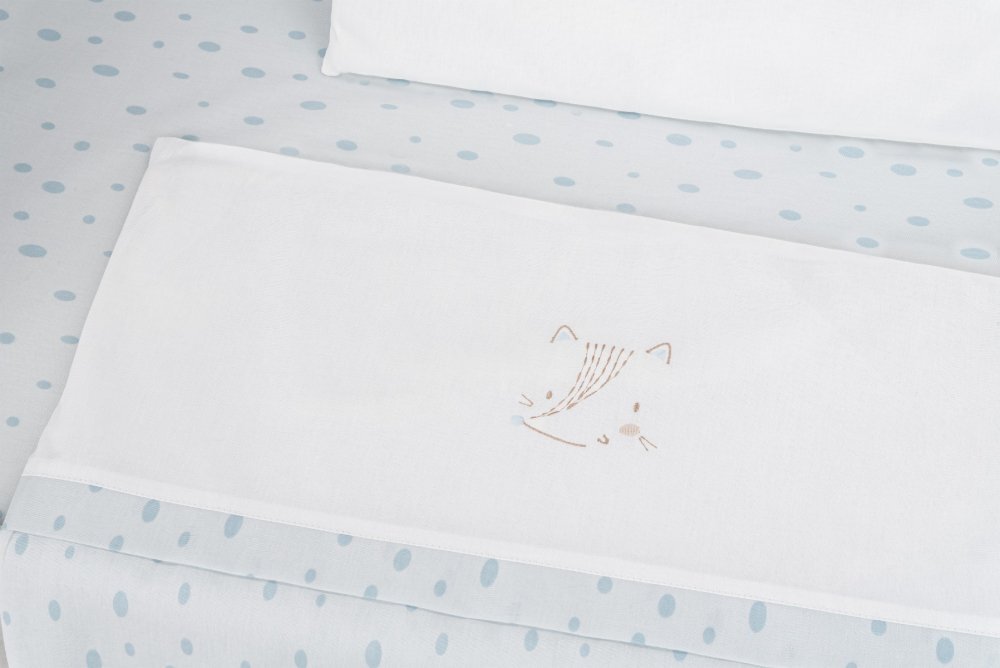 KikkaBoo Set lenjerie pentru patut copii cu 5piese Mini cot Little Fox compatibila cu saltea 80x50cmdin bumbaccearceafpernafata de pernapilotafata de pilota cu fermoar