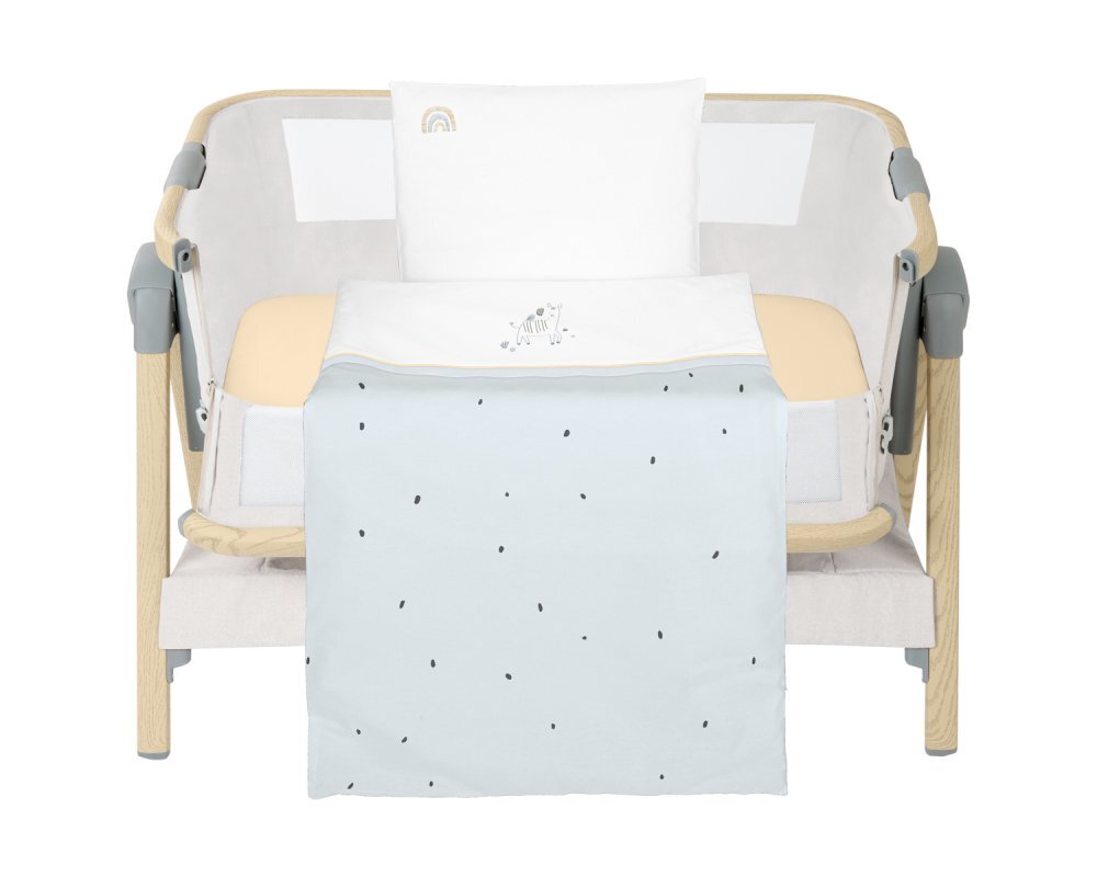 KikkaBoo Set lenjerie pentru patut copii cu 5piese Mini cot Stripy Friends compatibila cu saltea 80x50cmdin bumbaccearceafpernafata de pernapilotafata de pilota cu fermoar