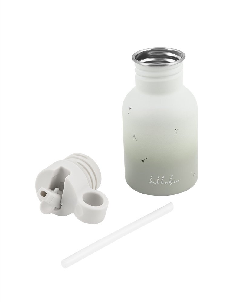 KikkaBoo Sticla din otel inoxidabil cu pai retractabil pentru copii Flora Sand capacitate 350ml fara BPA protectie anti-scurgere