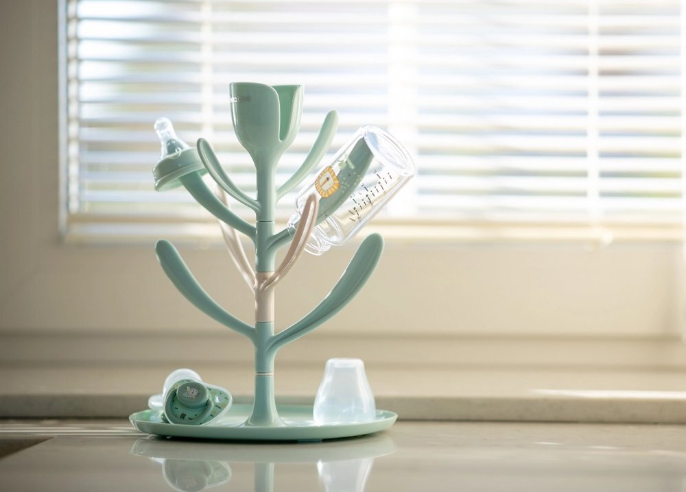 KikkaBoo Suport pentru uscat biberoane Tulip Mintcapacitate pana la 8 biberoanedin plastic nontoxic fara BPA