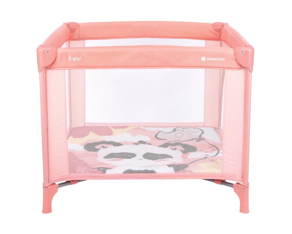 KikkaBoo Tarc de joaca pentru copii Enjoy Pink Panda 2023 cu pliere compactausa mare de acces cu fermoarsaltea pliabila moaleinele si geanta pentru transport incluse