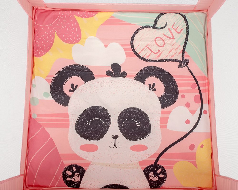 KikkaBoo Tarc de joaca pentru copii Enjoy Pink Panda 2023 cu pliere compactausa mare de acces cu fermoarsaltea pliabila moaleinele si geanta pentru transport incluse